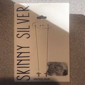sterling silver cross hang down earrings